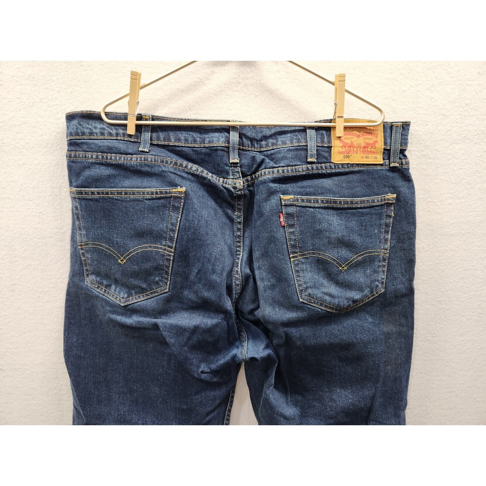 Levi Strauss 505 Straight Levi's Dark Wash Denim Jeans Men's Sz 40 x 32 ~ G/VG - Picture 6 of 11